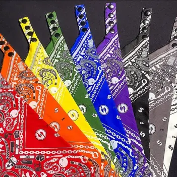 Fetisch Bandana Mr S Leather, Zip-Tasche, 10 Farben | Dark-Ink