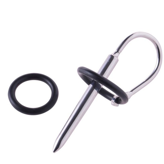Urethra Plug and Probe Dark-Line Stainless Steel And Silicone Prince Wand Arrow 10285