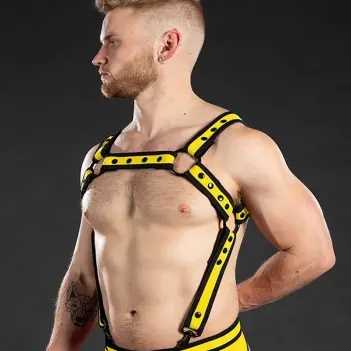 Harnais néoprène Mr S Leather Neo Bold Crossbow, 4 coloris | Dark-Ink