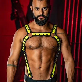 Harnais néoprène Mr S Leather Neo Bold Crossbow, 4 coloris | Dark-Ink