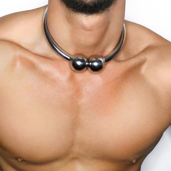 Barbell bdsm steel magnetic collar 11518