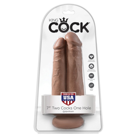 KING COCK Double gode réaliste 20cm avec ventouse 11713
