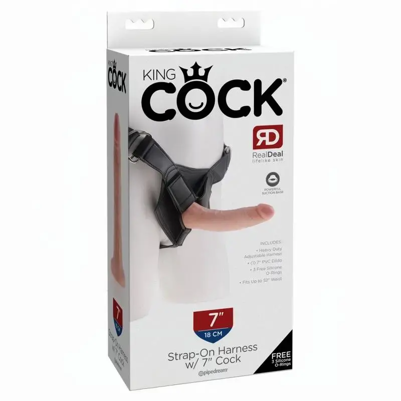 King Cock 9" Strap-On Harness with Realistic Cock | Dark-Ink