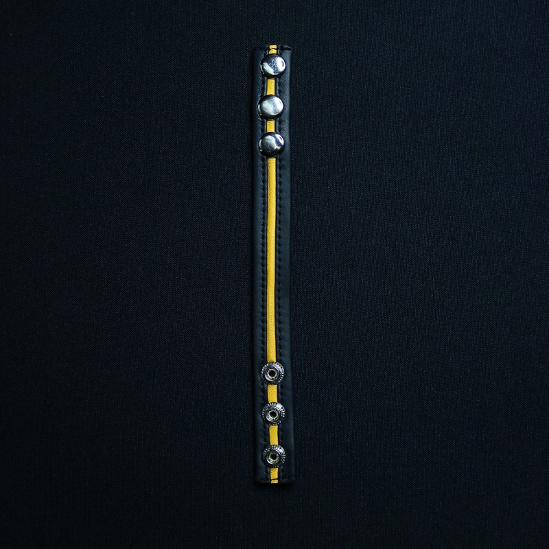 Leder Cockstrap Darkline Black und Gelb 12286