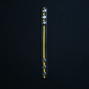 Darkline Cockstrap Cuir Noir Jaune 12286