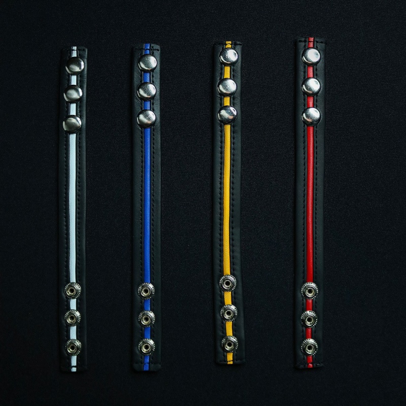 Leather Cockstrap Darkline Black Yellow 12290