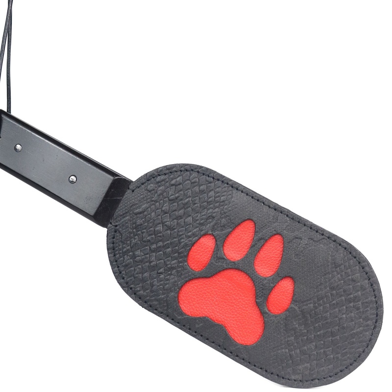 Puppy paw leather paddle rouge 14344