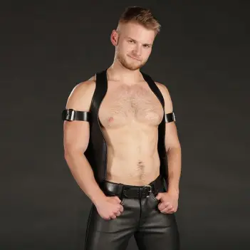 Gilet cuir Berlin Bar Vest Mr S Leather, dos étroit | Dark-Ink