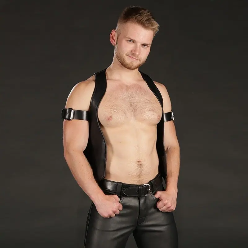 Gilet cuir Berlin Bar Vest Mr S Leather, dos étroit | Dark-Ink
