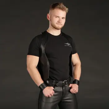 Gilet cuir Berlin Bar Vest Mr S Leather, dos étroit | Dark-Ink