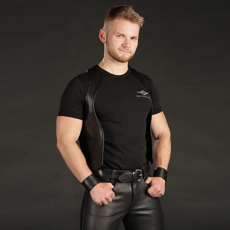 Gilet cuir Berlin Bar Vest Mr S Leather, dos étroit | Dark-Ink
