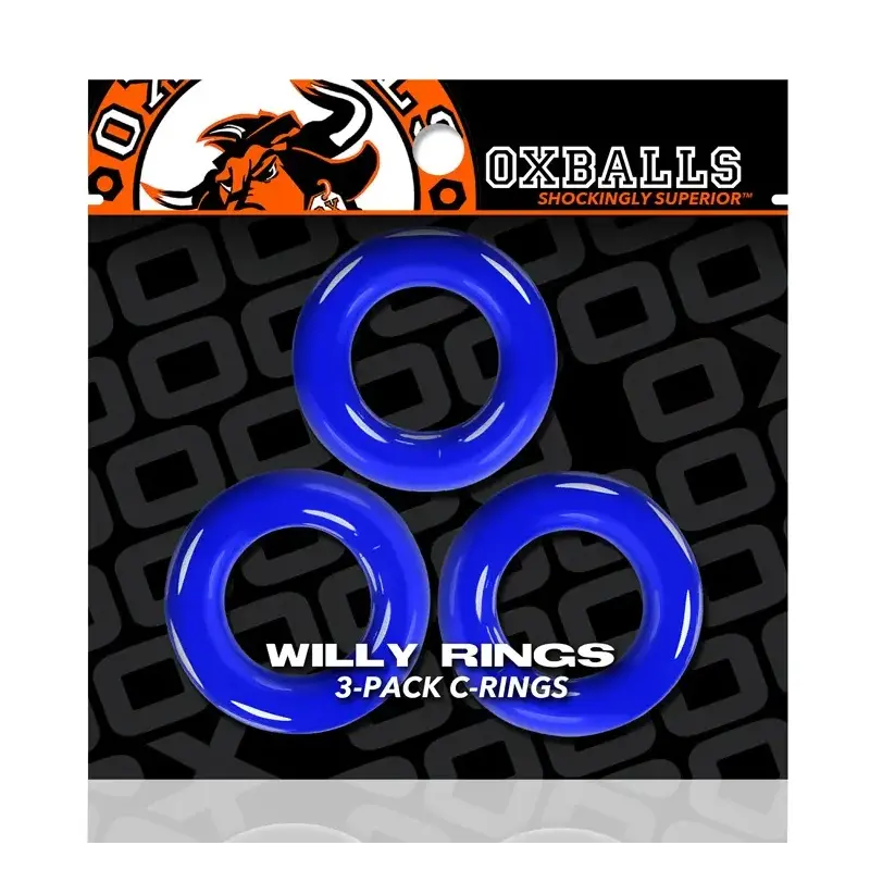 Cockring Oxballs Willy Rings 3-pack, apilables, FlexTPR | Dark-Ink