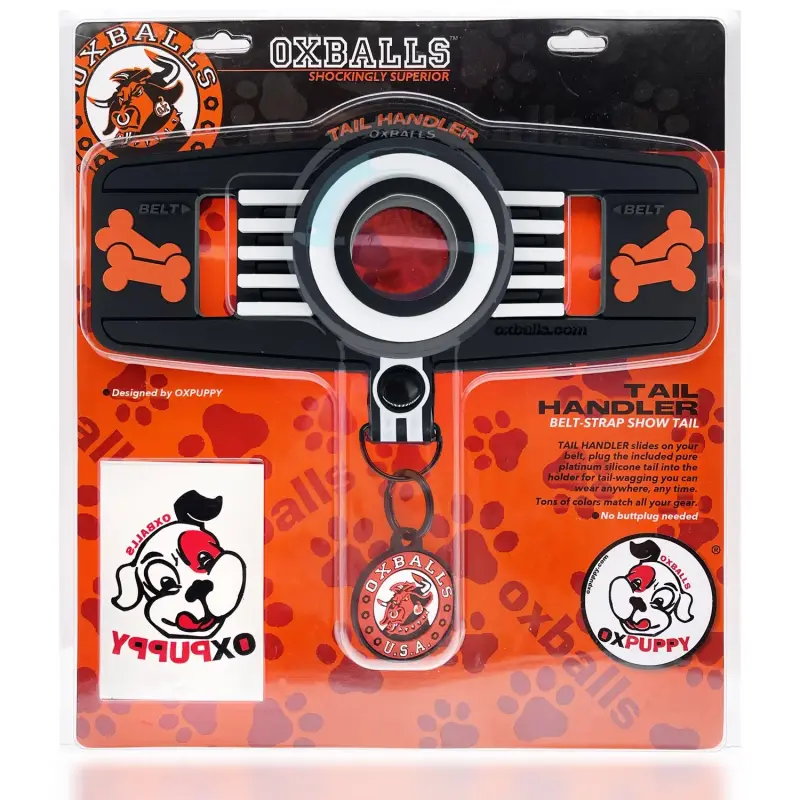 Oxballs Tail Handler Puppy Show Tail, belt-strap, silicone | Dark-Ink