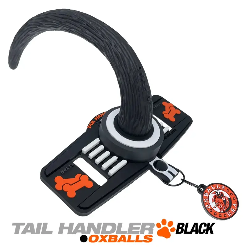 Oxballs Tail Handler Puppy Show Tail, belt-strap, silicone | Dark-Ink