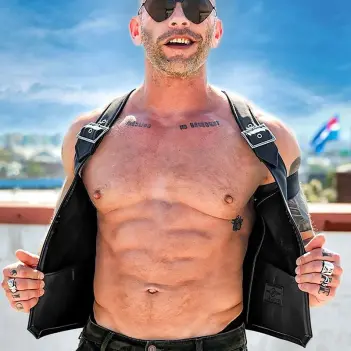 Gilet cuir Buckle Berlin Bar Vest Mr S Leather, nickel | Dark-Ink