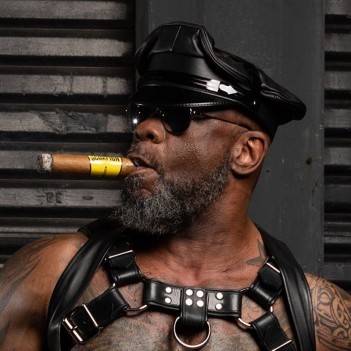 Mr S Leather Biker cap with matte brim