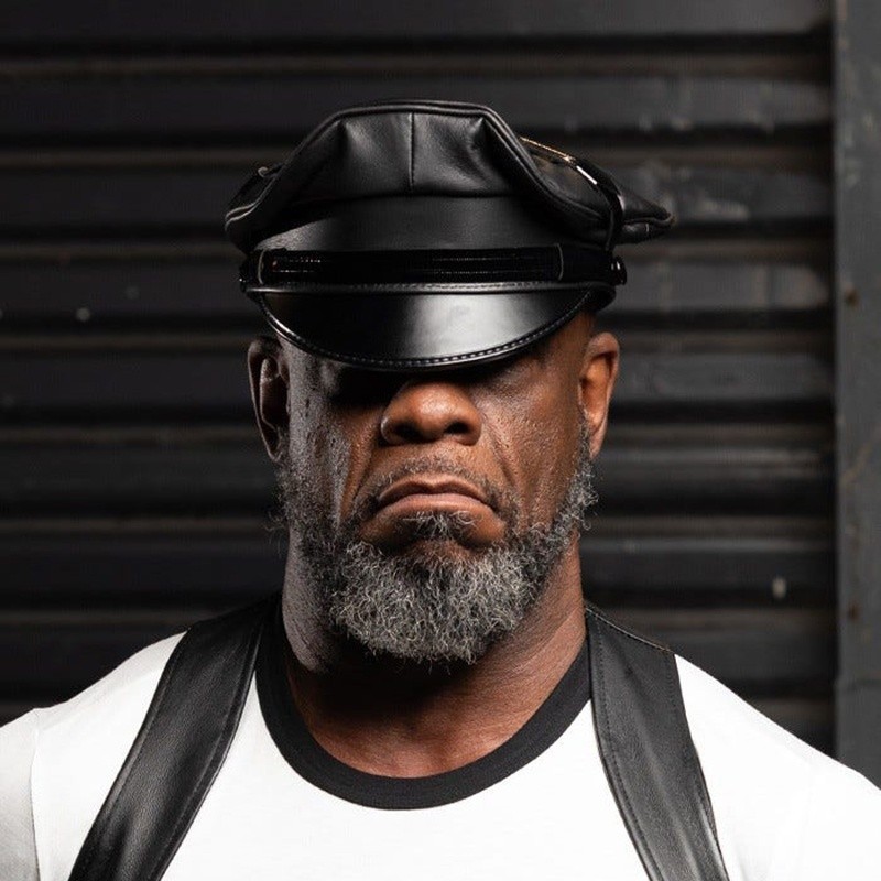 Mr S Leather Biker cap with matte brim