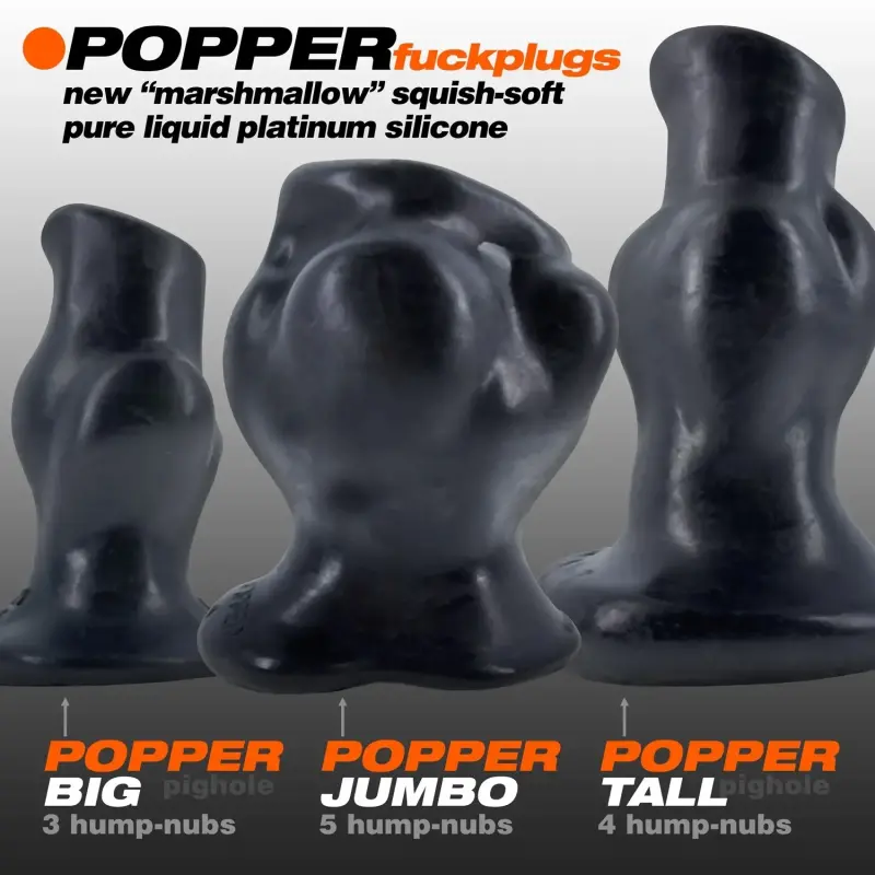 Oxballs Popper Tall Hollow Plug, 4 bumps, Marshmallow | Dark-Ink