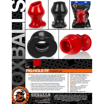 Oxballs Pighole FF Hollow Butt Plug, 3.5" wide, silicone | Dark-Ink