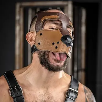 Mr S Leather Bone Hound puppy muzzle, open snout leather | Dark-Ink