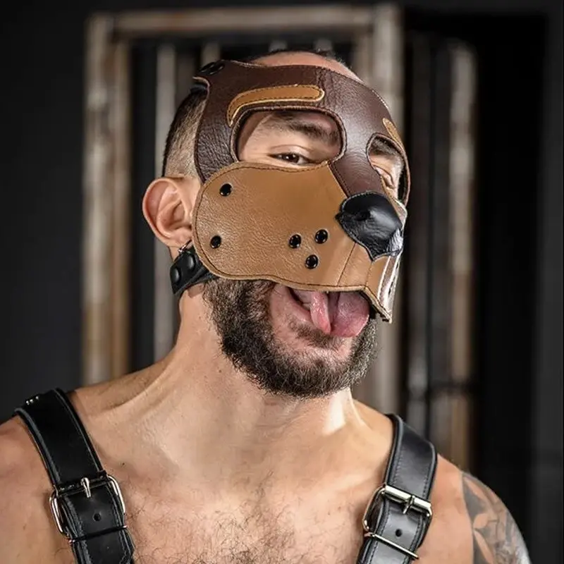 Mr S Leather Bone Hound puppy muzzle, open snout leather | Dark-Ink