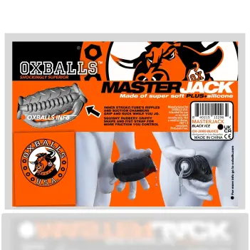 Oxballs Masterjack Stroker, grip handle, 2 opposite holes | Dark-Ink