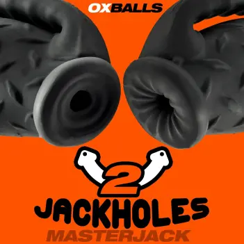 Masturbador Oxballs Masterjack, mango grip, 2 orificios | Dark-Ink
