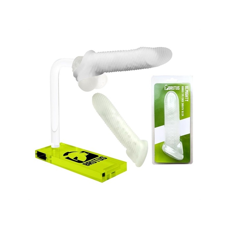 Penishülle gerippt Almighty 18 cm Transparent 18511