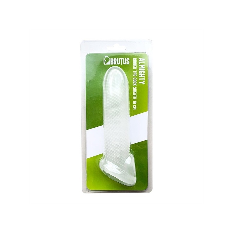 Penishülle gerippt Almighty 18 cm Transparent 18512