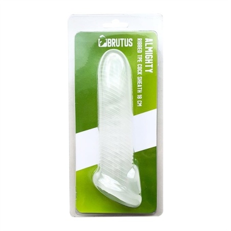 Almighty Ribbed Cock Sheath 18 cm Clear 18512