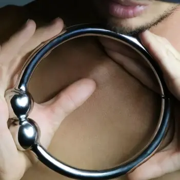 DARKLINE Ze Barbell BDSM Collar, Magnetic Closure, Steel | Dark-Ink
