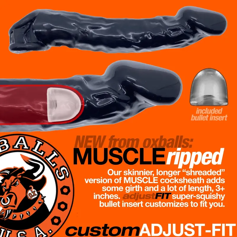 Oxballs Muscle Ripped Cocksheath, Plus+Silicone, gerippt | Dark-Ink