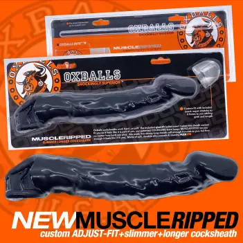 Funda pene Oxballs Muscle Ripped, Plus+Silicone, nervado | Dark-Ink