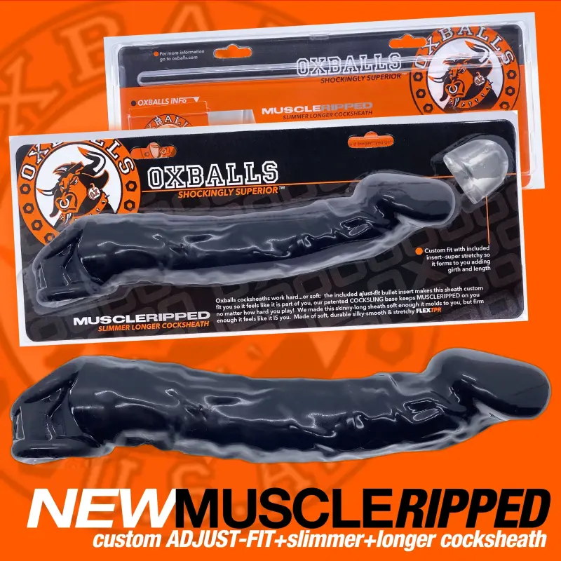 Oxballs Muscle Ripped Cocksheath, Plus+Silicone, gerippt | Dark-Ink