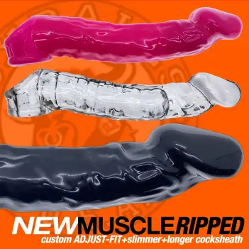 Funda pene Oxballs Muscle Ripped, Plus+Silicone, nervado | Dark-Ink