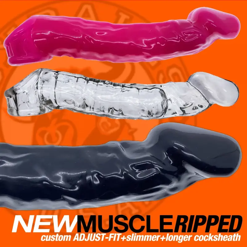 Oxballs Muscle Ripped Cocksheath, Plus+Silicone, gerippt | Dark-Ink