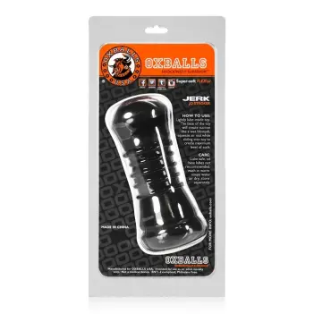 Masturbateur Oxballs Jerk, grip haltère, rainuré | Dark-Ink