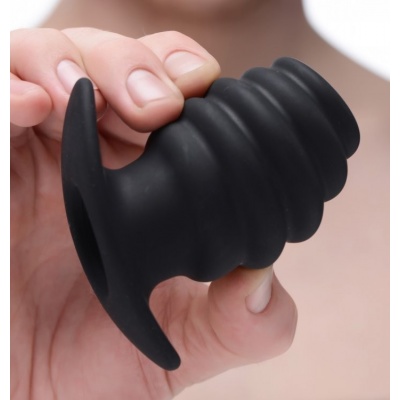 Hive Ass Tunnel Ribbed Hollow Plug 3 Sizes | Master Series | Dark-Ink