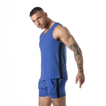 Débardeur mesh Locker Gear Sport Stripe, bandes latérales | Dark-Ink