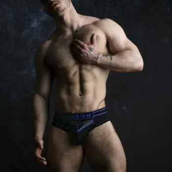Locker Gear Bottomless Brief, Front Opening, Mesh | Dark-Ink
