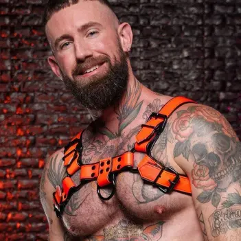 Harnais cuir Dark Room Bulldog Mr S Leather, néon | Dark-Ink