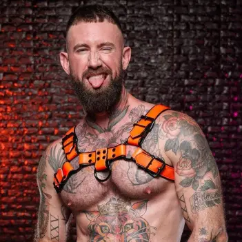 Harnais cuir Dark Room Bulldog Mr S Leather, néon | Dark-Ink