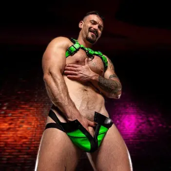 Jockstrap cuir Dark Room Mr S Leather, hardware noir | Dark-Ink