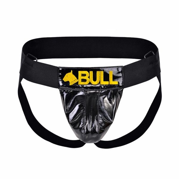 Jockstrap de vinilo con logo amarillo 27334