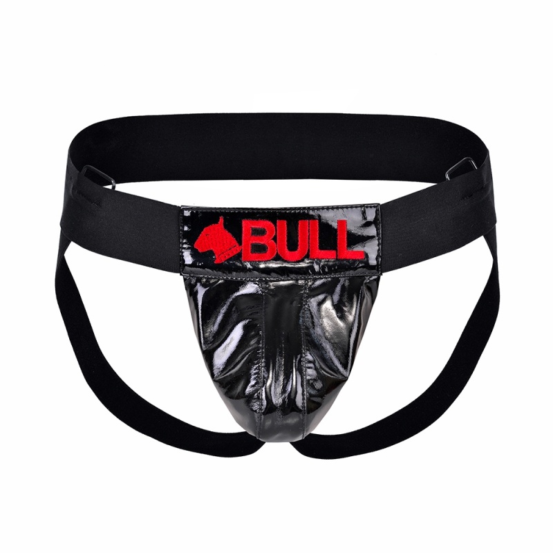 Jockstrap vinyle logo rouge sur