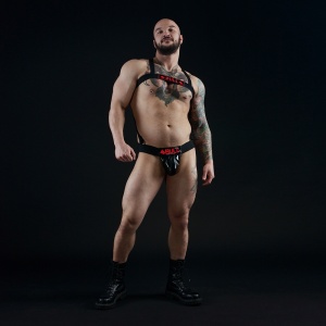 Red logo vinyl jockstrap 27338