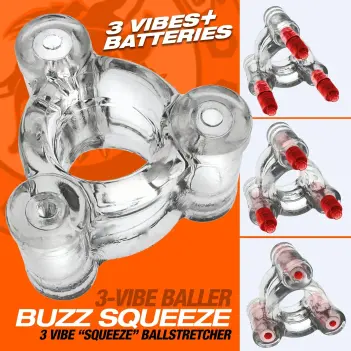 Oxballs Buzz Squeeze Ballstretcher, 3 Vibes, FLEXtpr | Dark-Ink