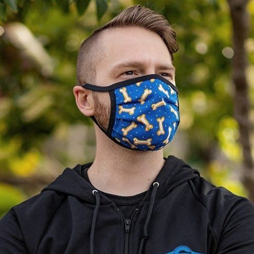 Reversible Hanky Face Mask - Bone Blue MR-S-LEATHER - 1