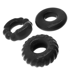 BONEMAKER Pack de 3 cockrings noirs 29456