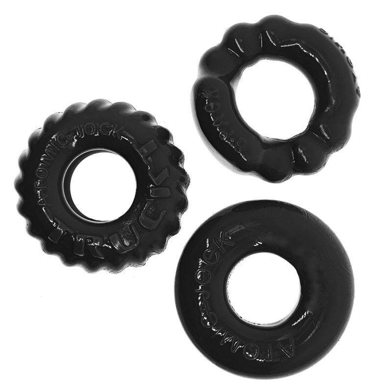 BONEMAKER Pack de 3 cockrings noirs 29457